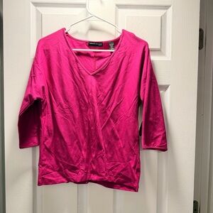 Valerie Stevens Fuchsia Long Sleeve V-Neck Top